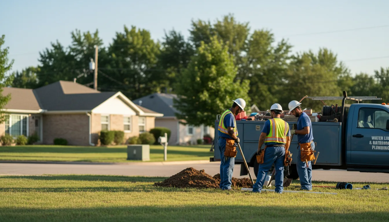Residential water line and bathroom plumbing service in Choctaw, OK